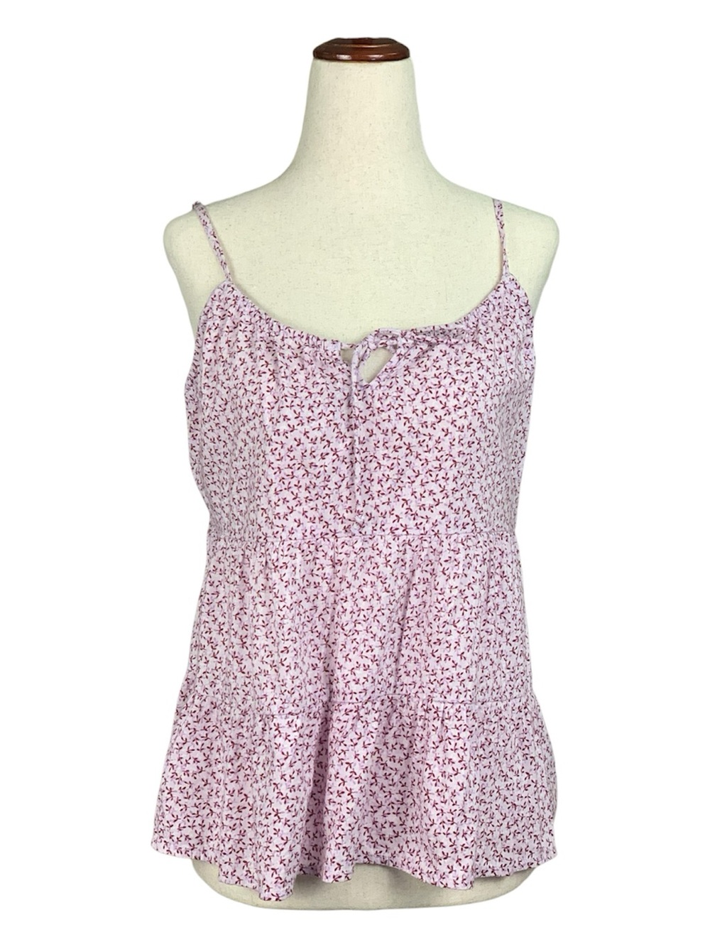 Old Navy Light Pink Burgundy Floral Spaghetti-Strap Tank Top Cami Coquette Small